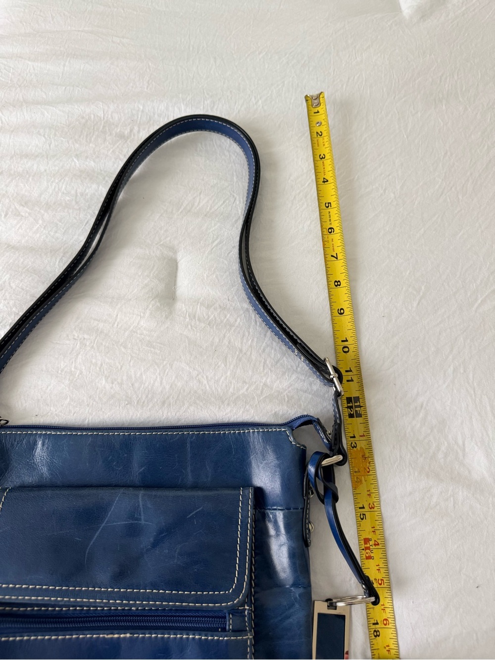 Navy Leather Giani Bernini Bag - Classic Women's Shoulder Bag - Picture 13 of 13